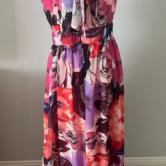 Eliza J Pink and Purple Floral Maxi Dress - Picture 2 of 8